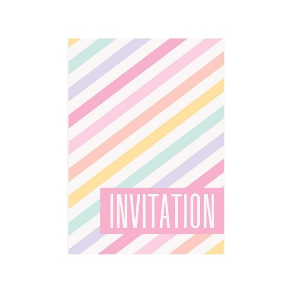 Unika Party Stripe Inbjudningar (Förpackning om 8) One Size Pastel Pastel One Size