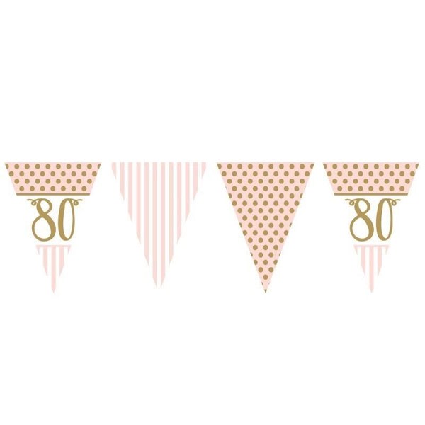 Creative Party Flag 80th Bunting One Size Rosa/Guld Pink/Gold One Size