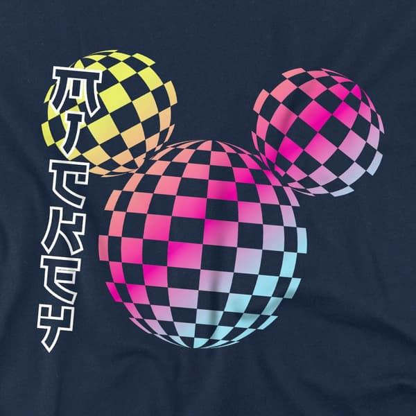 Mickey Mouse Barn/Barn Checkerboard Gradient Logo T-Shirt Navy 7-8 Years