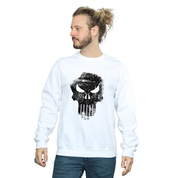 Marvel The Punisher Distressed Skull Sweatshirt L Vit White L