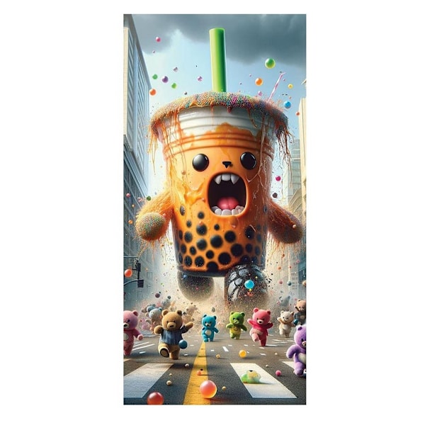 Ada Ingram Kaiju Bubble Tea Print 40cm x 30cm x 0.2cm Multicolo Multicoloured 40cm x 30cm x 0.2cm
