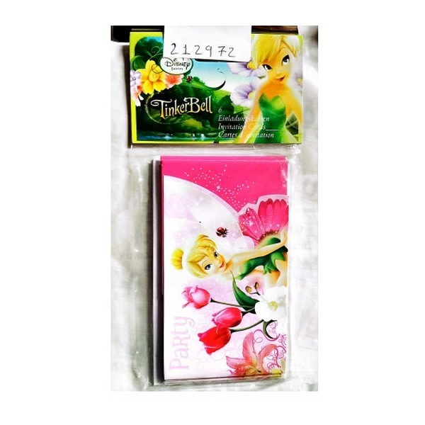 Tinkerbell-festinbjudningar (paket med 6) One Size Rosa/Vit/Gr Pink/White/Green One Size