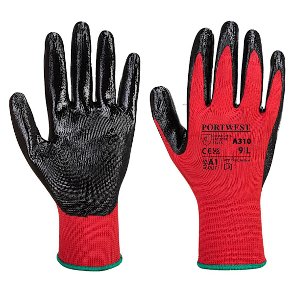 Portwest Unisex Adult A310 Flexo Nitrile Grip Gloves L Röd/Svart Red/Black L