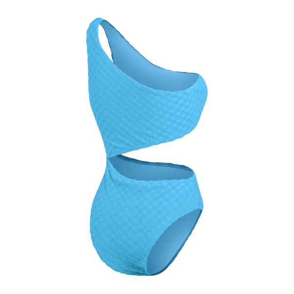 Speedo Dam/Dam Rutigt Texturerat Baddräkt med Utskärning Blue 14 UK