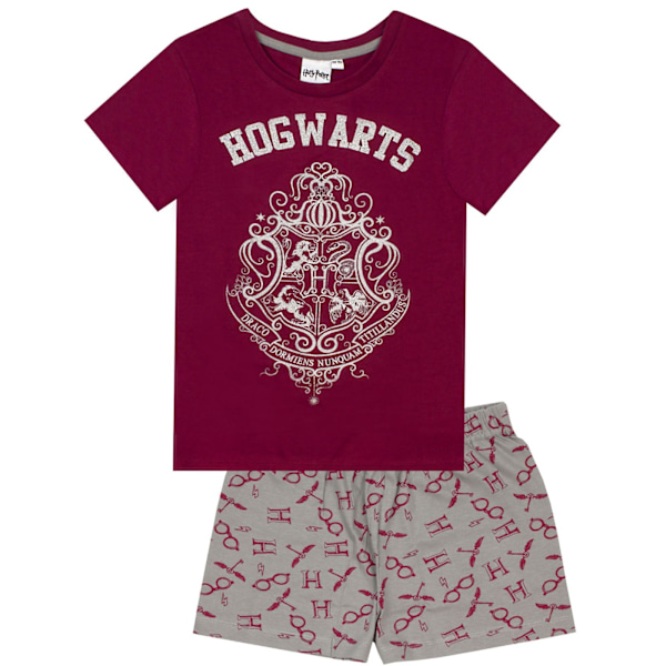 Harry Potter Flickrande Kort Pyjamas Set för Flickor 7-8 År Burgunder Burgundy 7-8 Years
