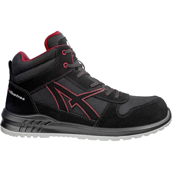 Albatros Clifton Suede Mid Cut Säkerhetskängor 10 UK Svart/Röd Black/Red 10 UK
