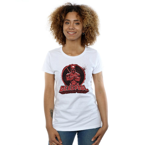 Deadpool Dam T-shirt i bomull med logotyp för kvinnor/damer, storlek L, vit White L