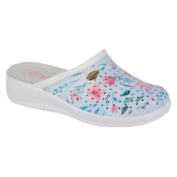 Dek Dam/Dam Floral Läder Clogs 5 UK Baby Blue Baby Blue 5 UK