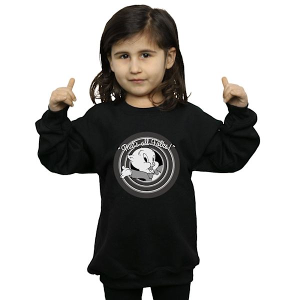 Looney Tunes Girls Porky Pig That´s All Folks Sweatshirt 9-11 år Black 9-11 Years