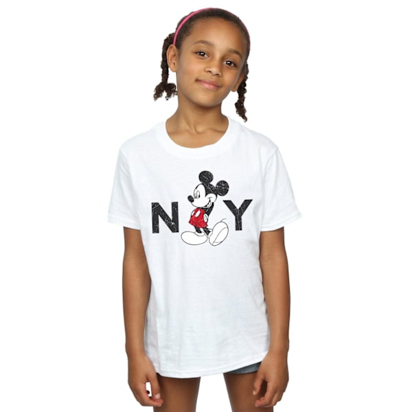 Disney Girls Mickey Mouse NY Bomull T-shirt 7-8 År Vit White 7-8 Years