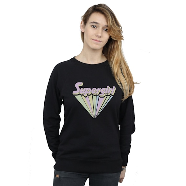 DC Comics Dam/Kvinnor Supergirl Pastell Logotyp Sweatshirt XXL Svart Black XXL