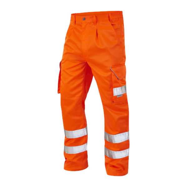 Yoko Hi Vis Polycotton Cargo Byxor Med Knäskyddsficka För Herr Orange 34L