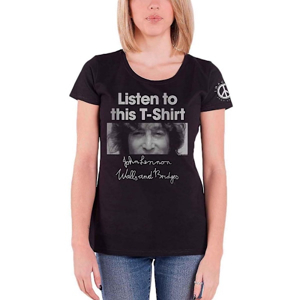 John Lennon Dam/Kvinnor Lyssna Lady T-Shirt M Svart Black M