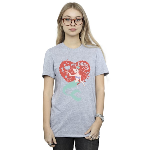 Disney Dam/Damer The Little Mermaid Love Daddy Bomull Boyfriend T-Shirt S Sports Grey Sports Grey S