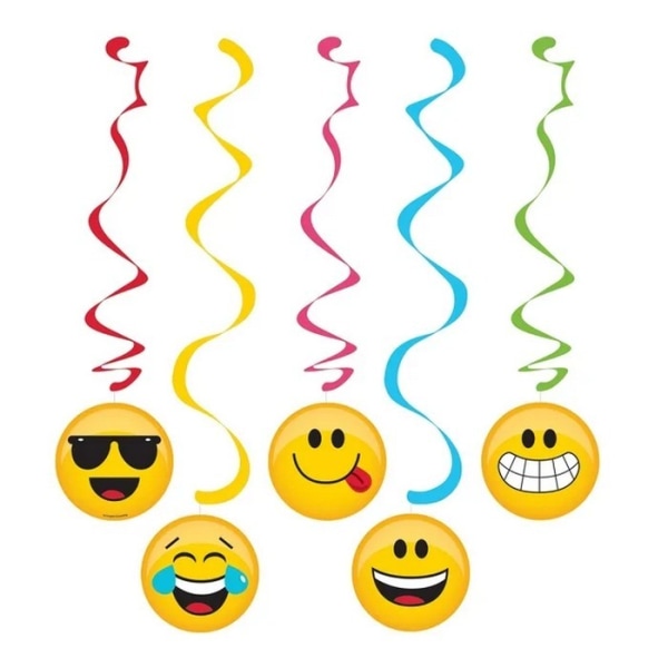 Creative Converting Dizzy Danglers Emoji Hängande Dekoration (Förpackning om 5) Multicoloured One Size