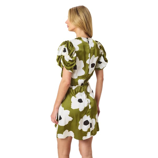 AX Paris Dam/Dam Blommig Polyester Rynkad Sida Kväll M Olive 8 UK