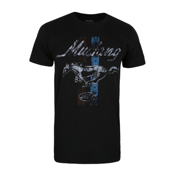 Ford Mustang Stripe T-shirt för män S Svart/Grå/Blå Black/Grey/Blue S