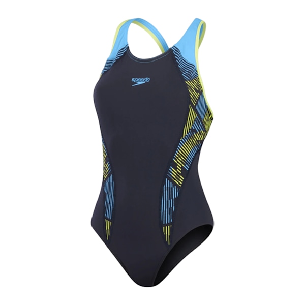 Speedo Dam/Dam Placement Laneback Baddräkt 12 U Navy/Yellow 12 UK