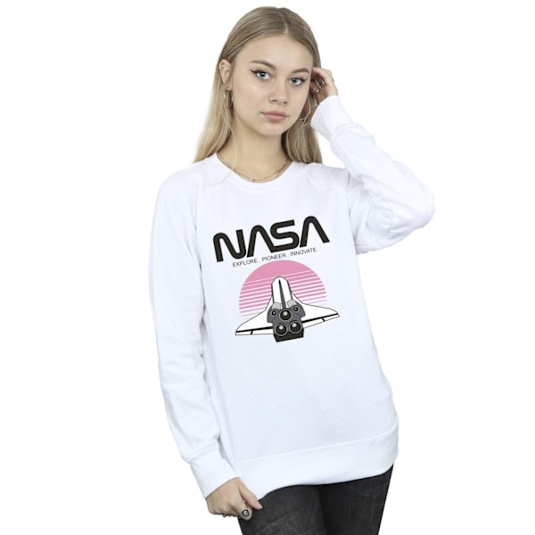 NASA Dam/Kvinnor Rymdfärja Solnedgång Sweatshirt M Vit White M