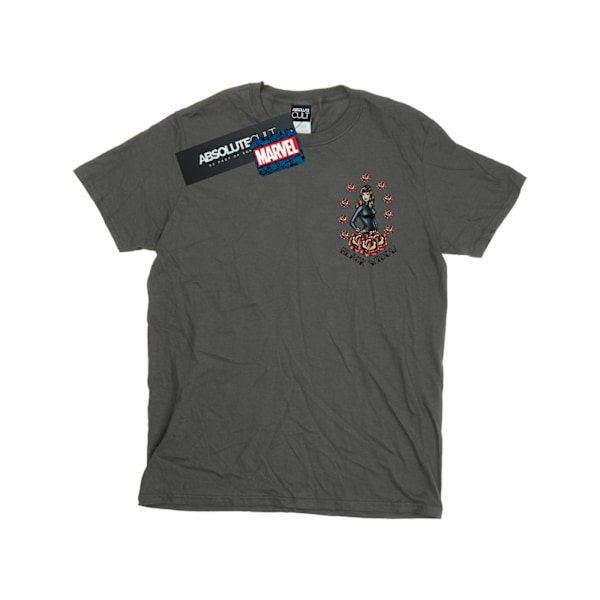 Marvel Herr Svart Änka Tatuering Brösttryck T-shirt XL Kol Charcoal XL