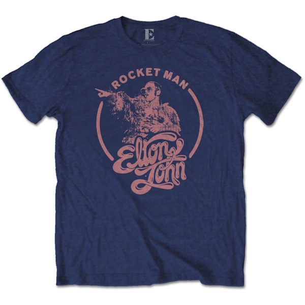 Elton John Unisex Vuxen Rocketman Cirkel T-shirt XXL Marinblå Navy Blue XXL