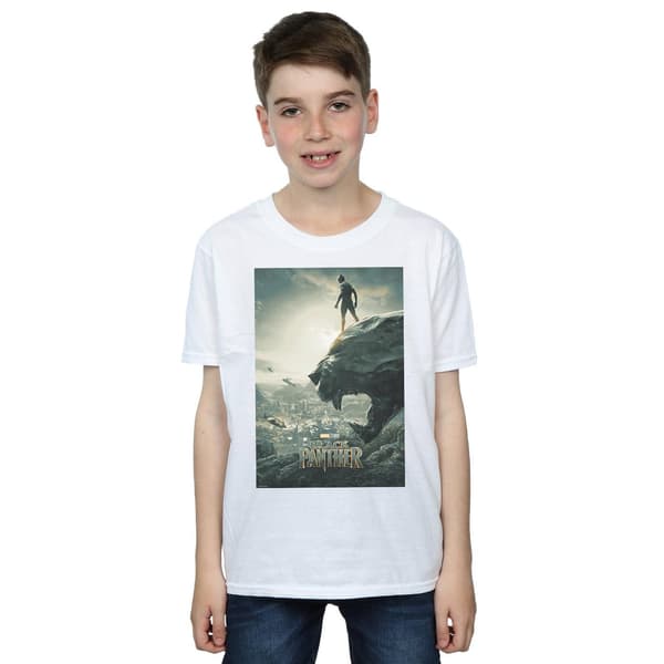 Marvel Pojkar Black Panther Affisch T-Shirt 9-11 År Vit White 9-11 Years