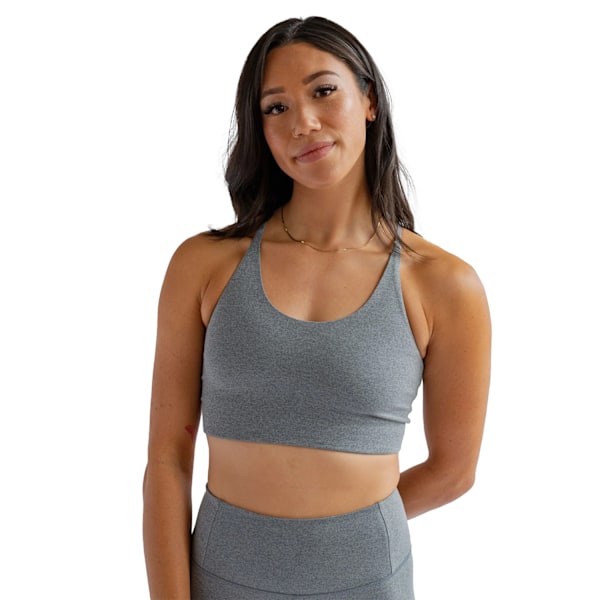 Girlfriend Collective Dam Float Cleo Halter Neck Bh Heather Gravel M