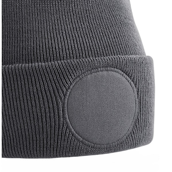 Beechfield Unisex Rund Stickad Mössa med Patch och Vikbar Kant, One Size, Grafit Graphite Grey One Size