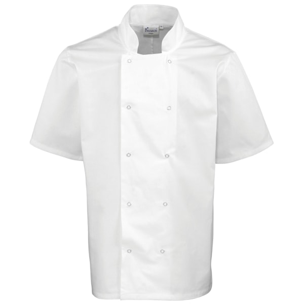Premier Unisex Studded Front Short Sleeve Chefs Jacket (2-pack) White XL