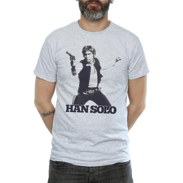 Star Wars Herr Han Solo Retro Foto T-shirt S Sports Grey Sports Grey S