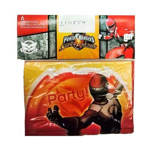 Power Rangers: Super Legends-festinbjudningar (paket med 6) En Red/Yellow/Black One Size