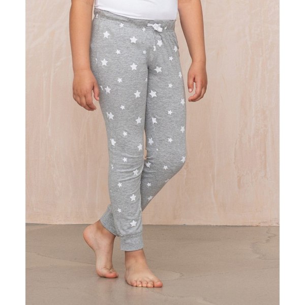 Flickor Bomulls Pyjamasbyxor med Prickar (2-pack) 9-10 År Heath Heather Grey/White 9-10 Years