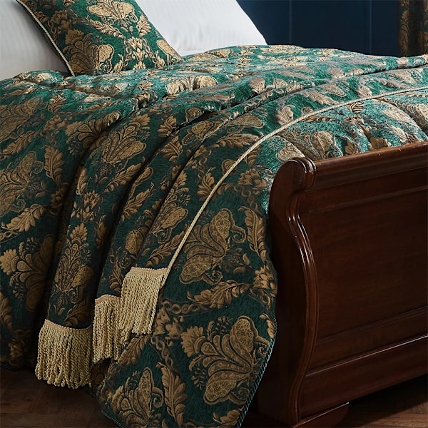 Paoletti Shiraz Traditionell Jacquardfilt 130cm x 150cm Smaragd Emerald/Gold 130cm x 150cm
