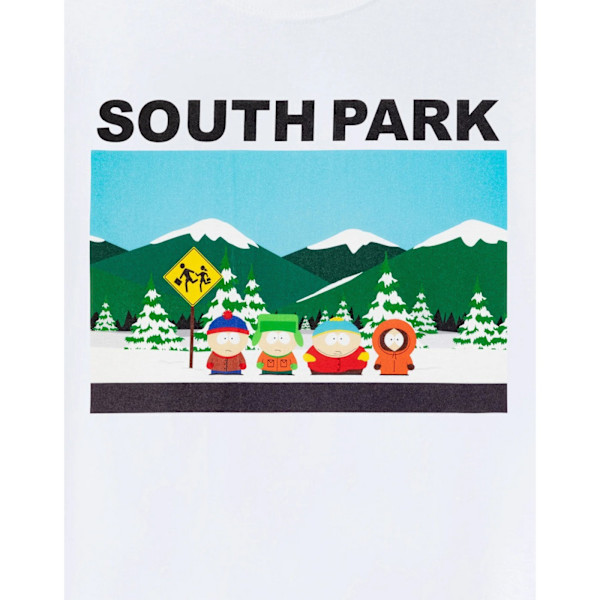 South Park Classic Scene T-shirt för män, S, vit White S