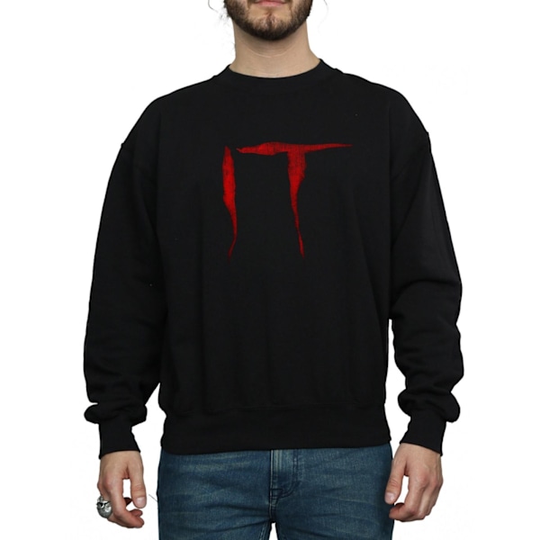 It Herr Distressed Logo Sweatshirt 3XL Svart Black 3XL