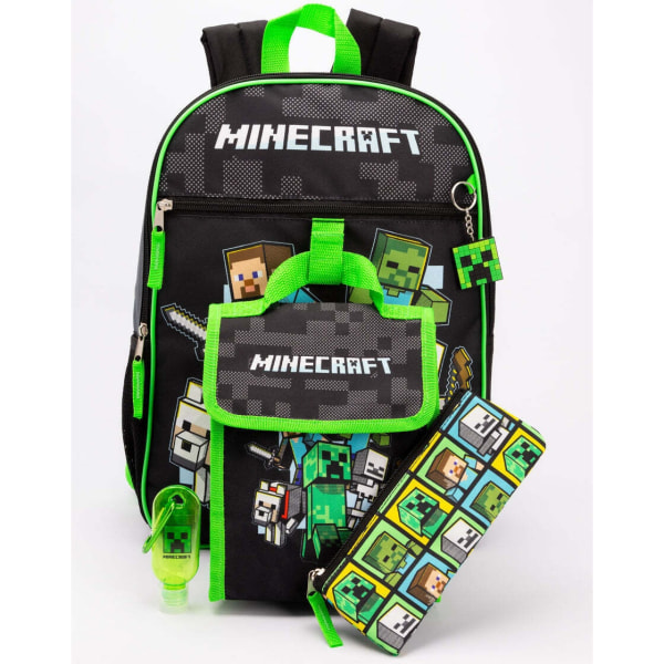 Minecraft Childrens/Kids Time To Mine Ryggsäck Set One Size Bla Black/Green One Size