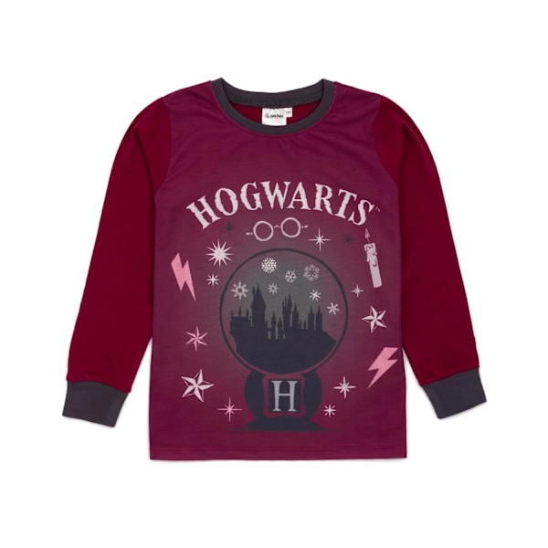 Harry Potter Pyjamas med långa ärmar för flickor 5-6 år, vinröd/grå Maroon/Grey 5-6 Years