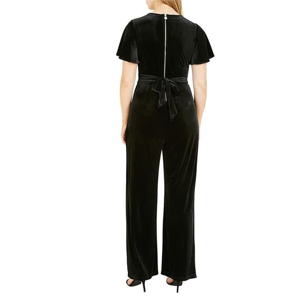 Yumi Dam/Dam Omlott Sammet V-ringad Ärmlös Jumpsuit 8 U Black 8 UK