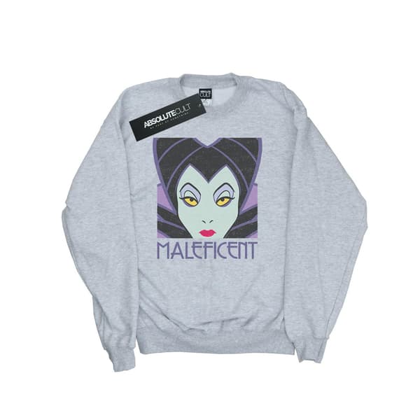 Disney Dam/Kvinnor Maleficent Cropped Head Sweatshirt M Heath Heather Grey M