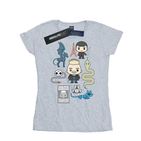 Fantastic Beasts Dam/Dam Chibi Grindelwald T-shirt i bomull Sports Grey L