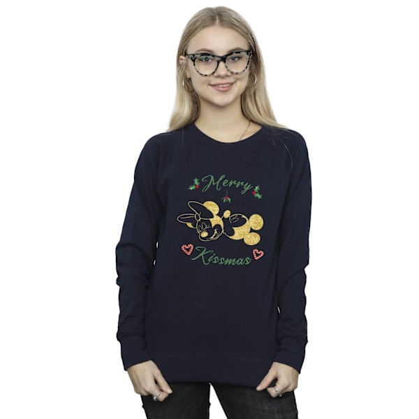 Disney Dam/Damer Mickey Mouse Merry Kissmas Sweatshirt L Marinblå Navy Blue L