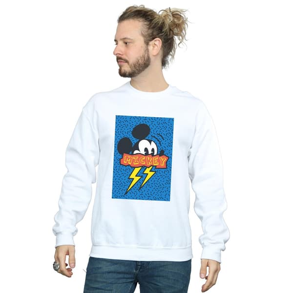 Disney Herr Mickey Mouse 90-talets Flash Sweatshirt S Vit White S