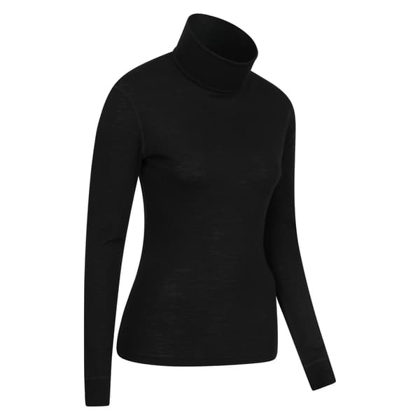 Mountain Warehouse Merino Ull Rullhals Baslager Dam Black 6 UK