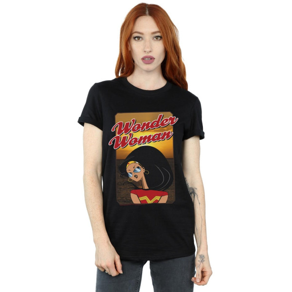 DC Comics Dam/Dam Wonder Woman Sunset Cotton Boyfriend T- Black XXL