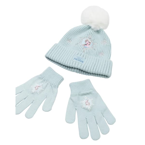 Frost Flickor Elsa Mössa & Handskar Set En Storlek Blå Blue One Size