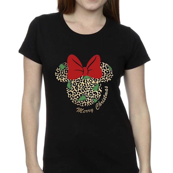 Disney Dam/Kvinnor Minnie Mouse Leopard Jul Bomull T-shirt Black M