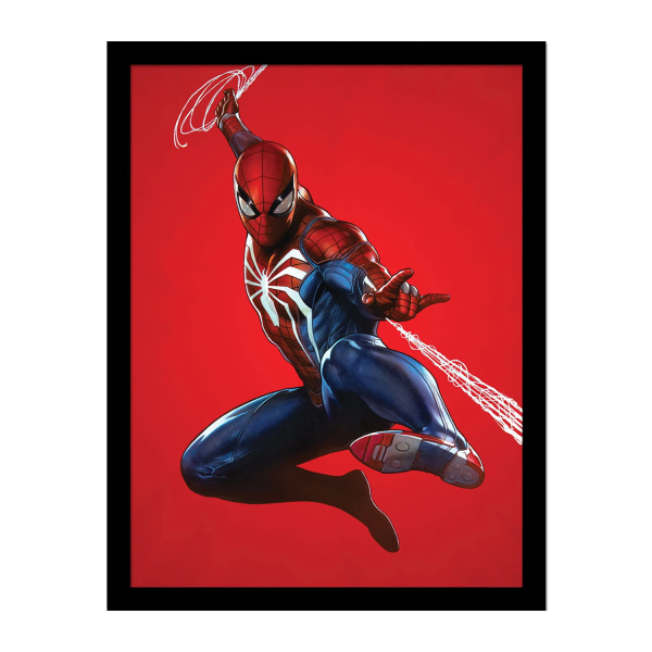 Spider-Man Röd Bakgrund Inramad affisch 40cm x 30cm Röd/Blå/Wh Red/Blue/White 40cm x 30cm