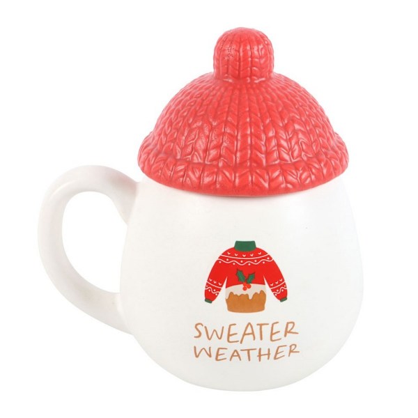 Något Annorlunda Tröja Väder Mugg Med Lock Ett Storlek Vit White/Red One Size