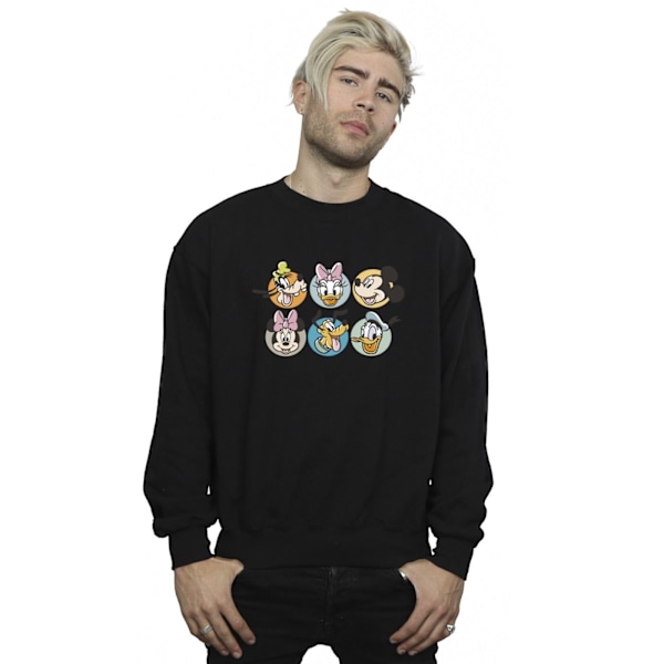 Disney Herr Mickey Mouse Och Vänner Ansikten Sweatshirt M Svart Black M