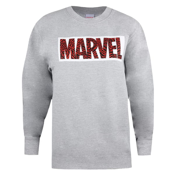 Marvel Dam/Kvinnor Zebra Logo Sweatshirt L Gråmelerad Grey Marl L